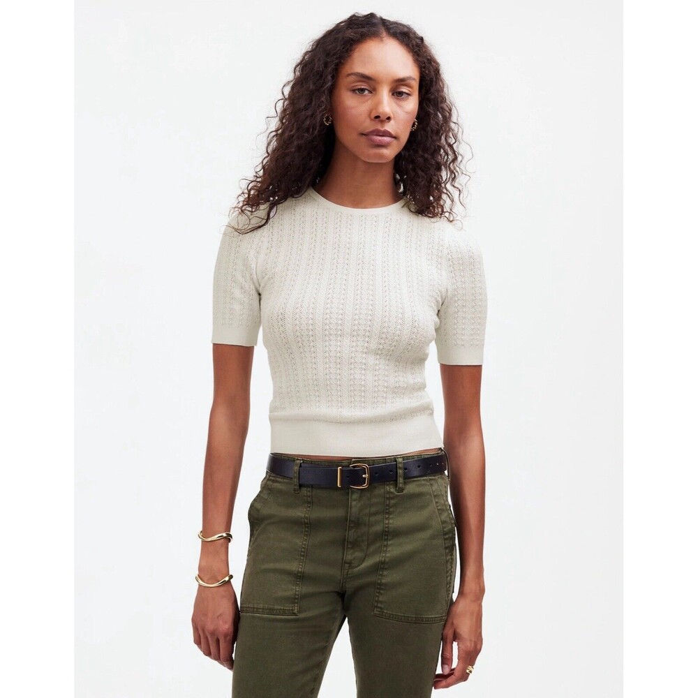 Madewell The Signature Open-Knit Crewneck Sweater Tee NWT Size XS